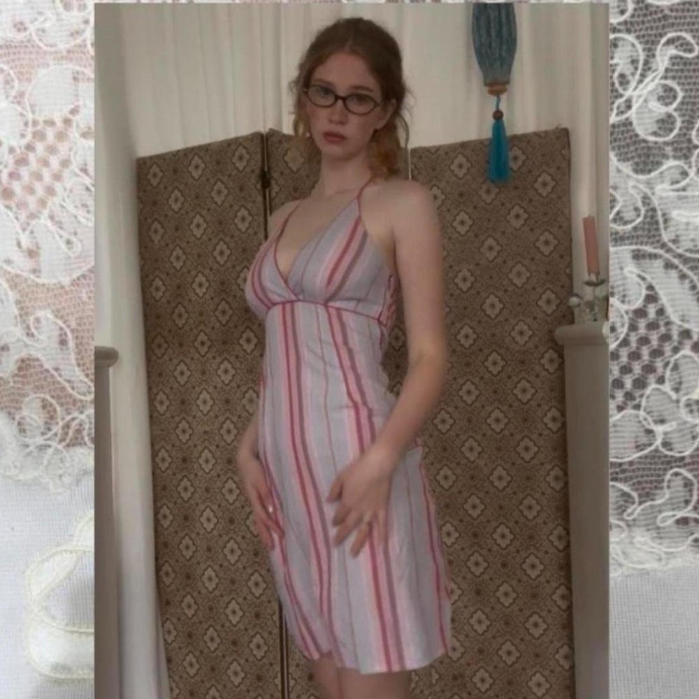 Vintage Striped Halter Dress
